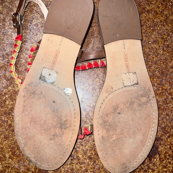 Red and Gold Striped Thong Sandals - Picture 3 of 3